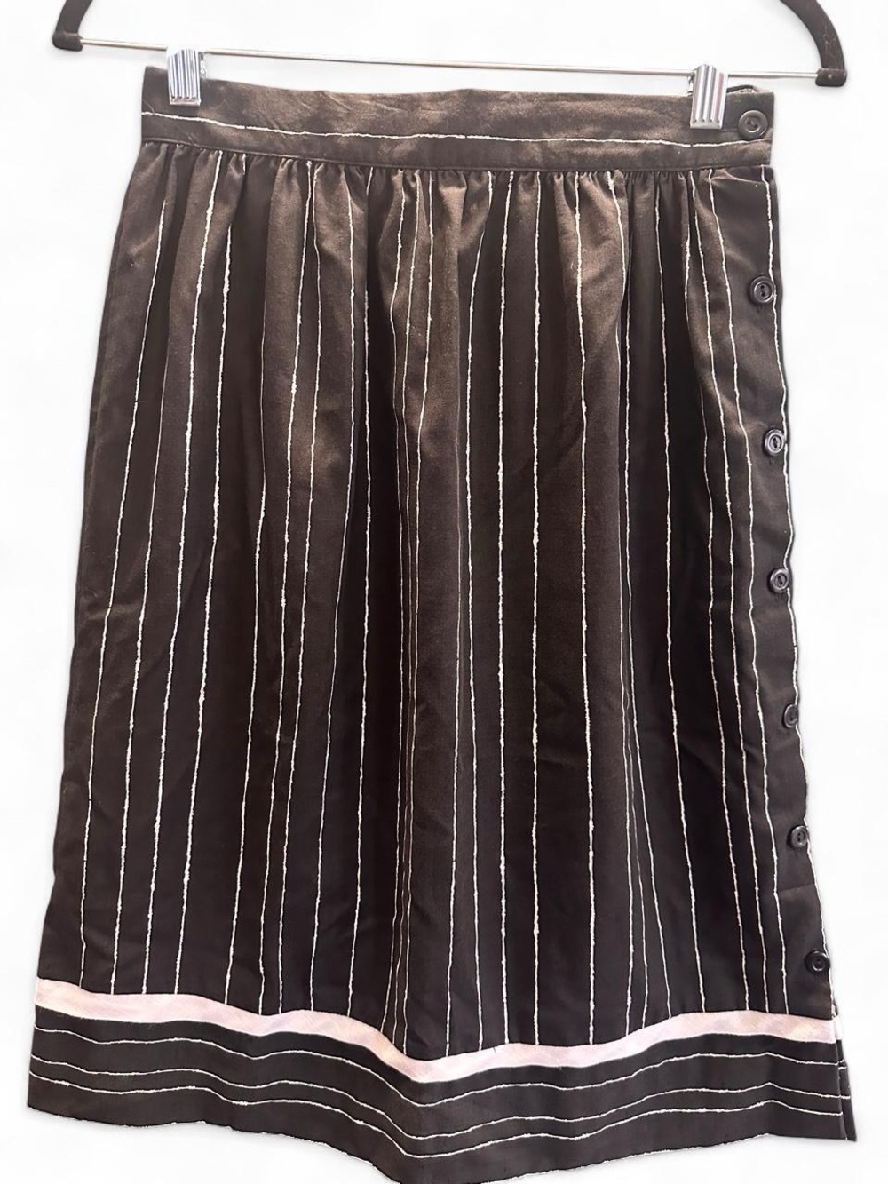 Vintage 70s Kayo of California Black White Striped Knee Length Skirt Size 9/10